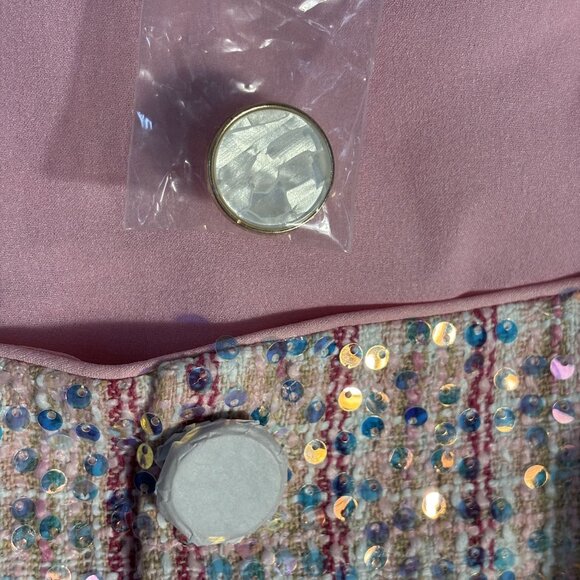 Endless Rose Pink Tweed Mini Dress With Sequins & Buttons Size M Sleeveless - Picture 5 of 16